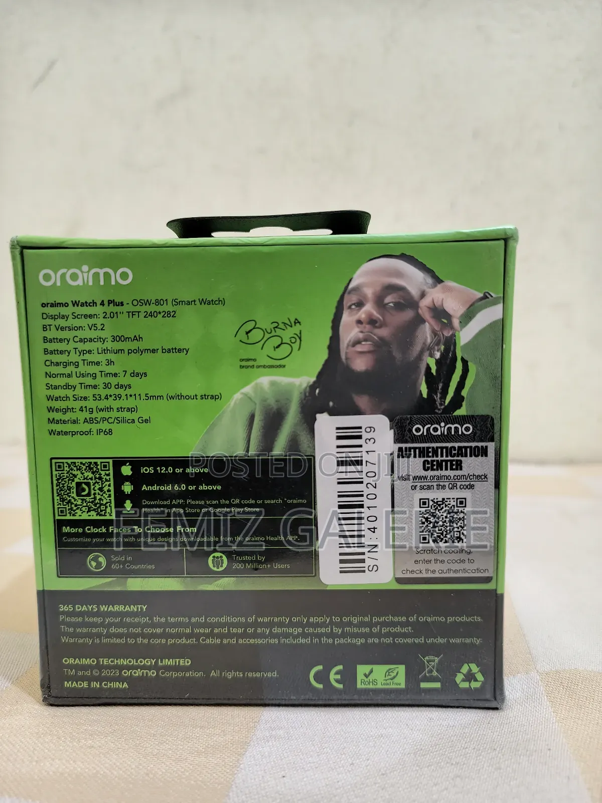 Oraimo Smart Watch 4 Plus 2.01" Hd Display