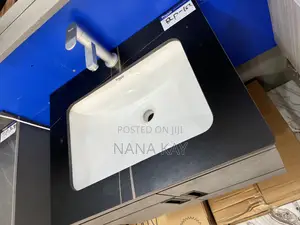 Black and Grey Cabinet Basin With Cabinet Mirror