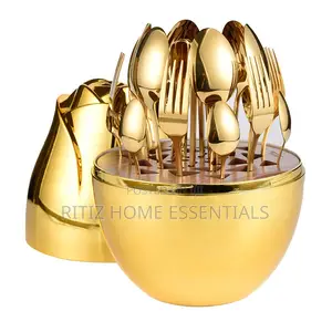 Golden Egg-Shaped Cutlery Set