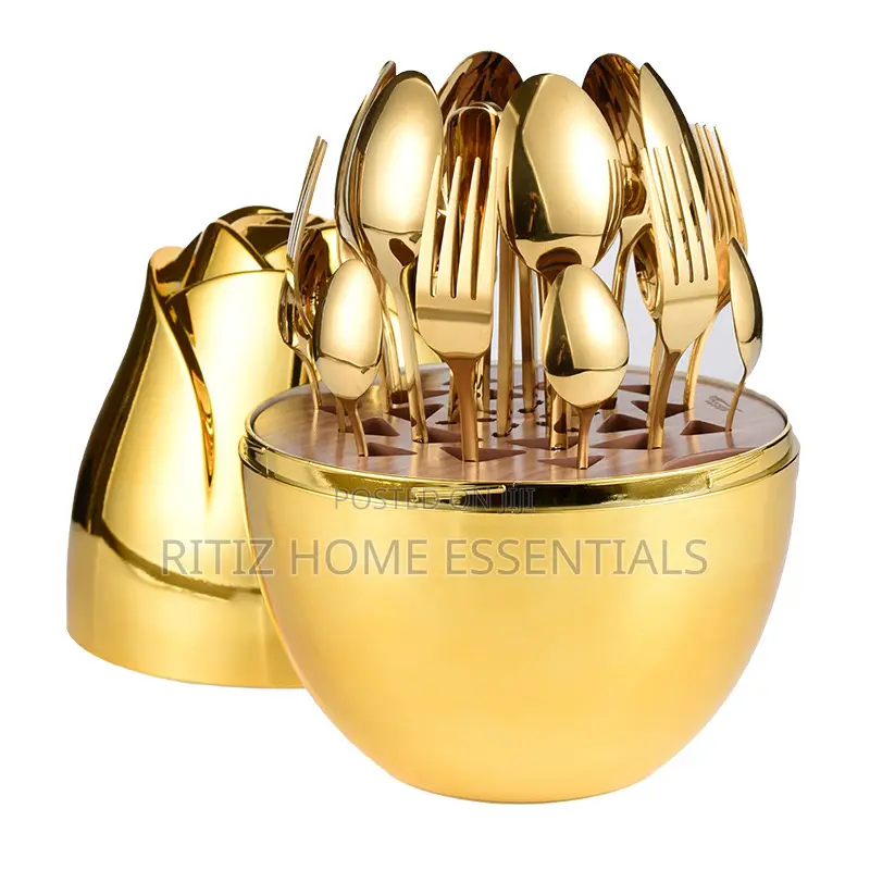 Golden Egg-Shaped Cutlery Set