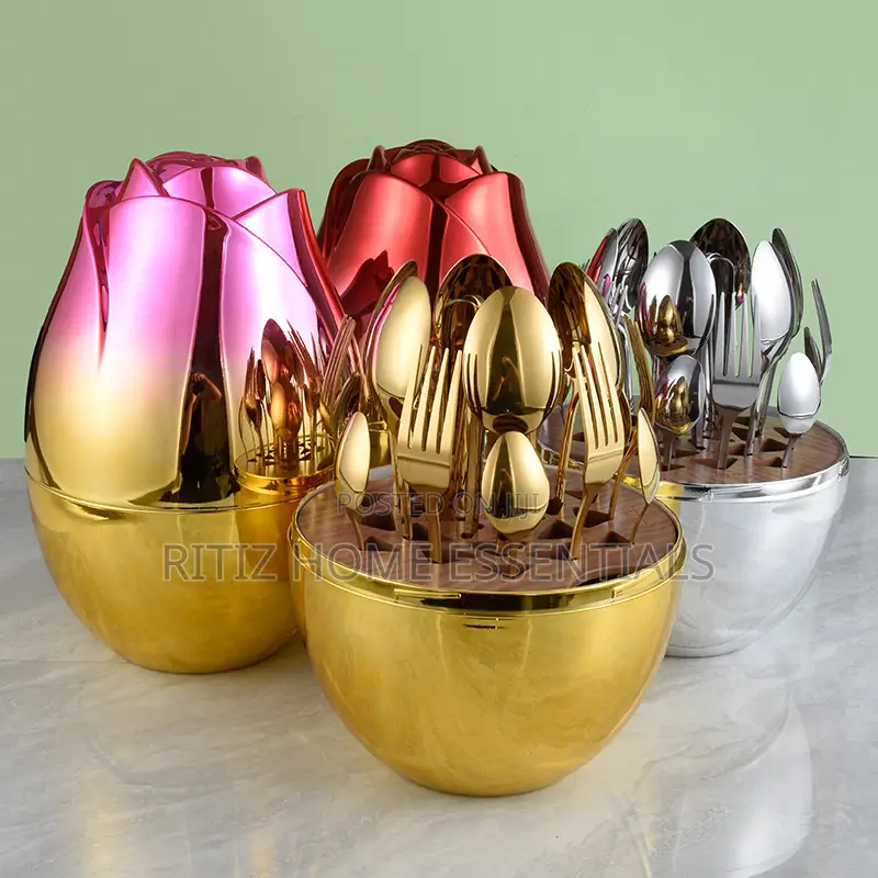 Golden Egg-Shaped Cutlery Set