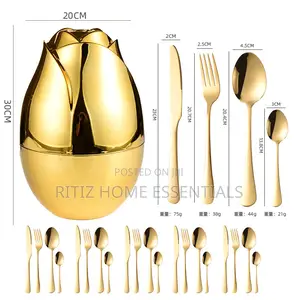 Golden Egg-Shaped Cutlery Set