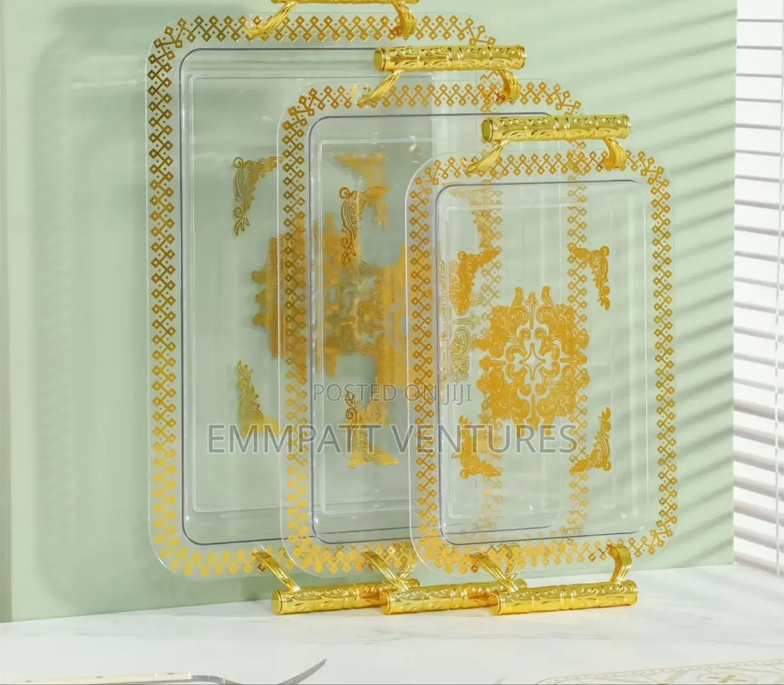 Golden Serving Trays 3 Set