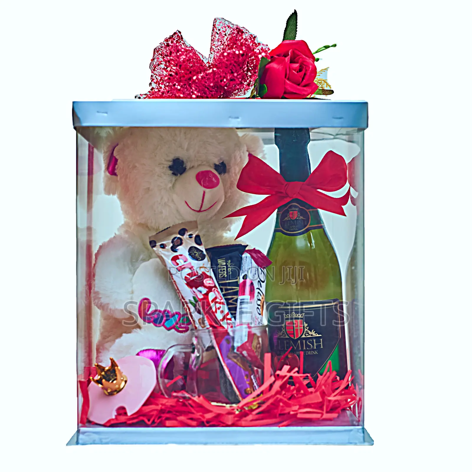 Teddy Bear, Wine, Assorted Chocolate Valentine Gift for Her