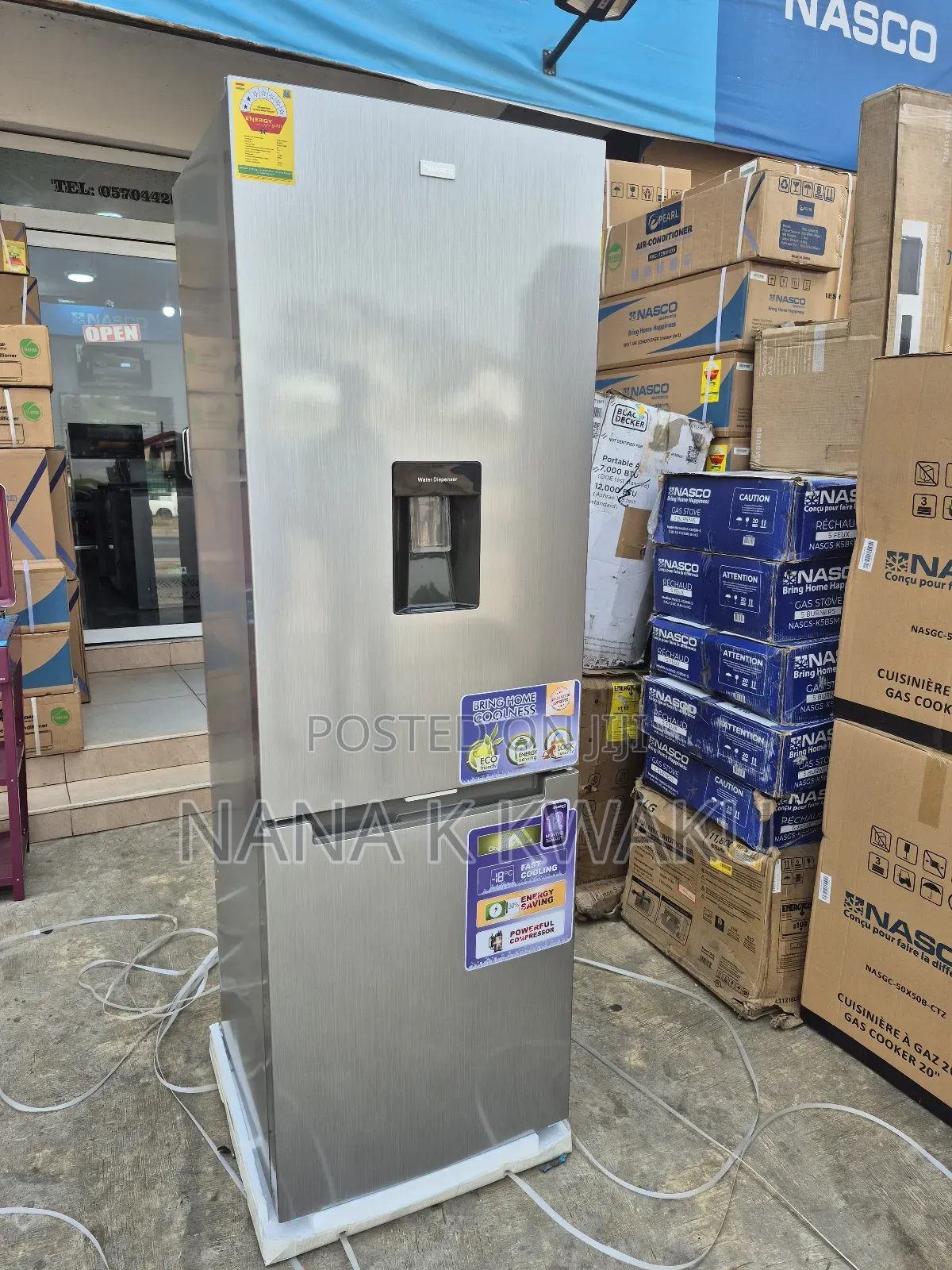 New Nasco 307litres Double Door Fridge With Bottom Freezer