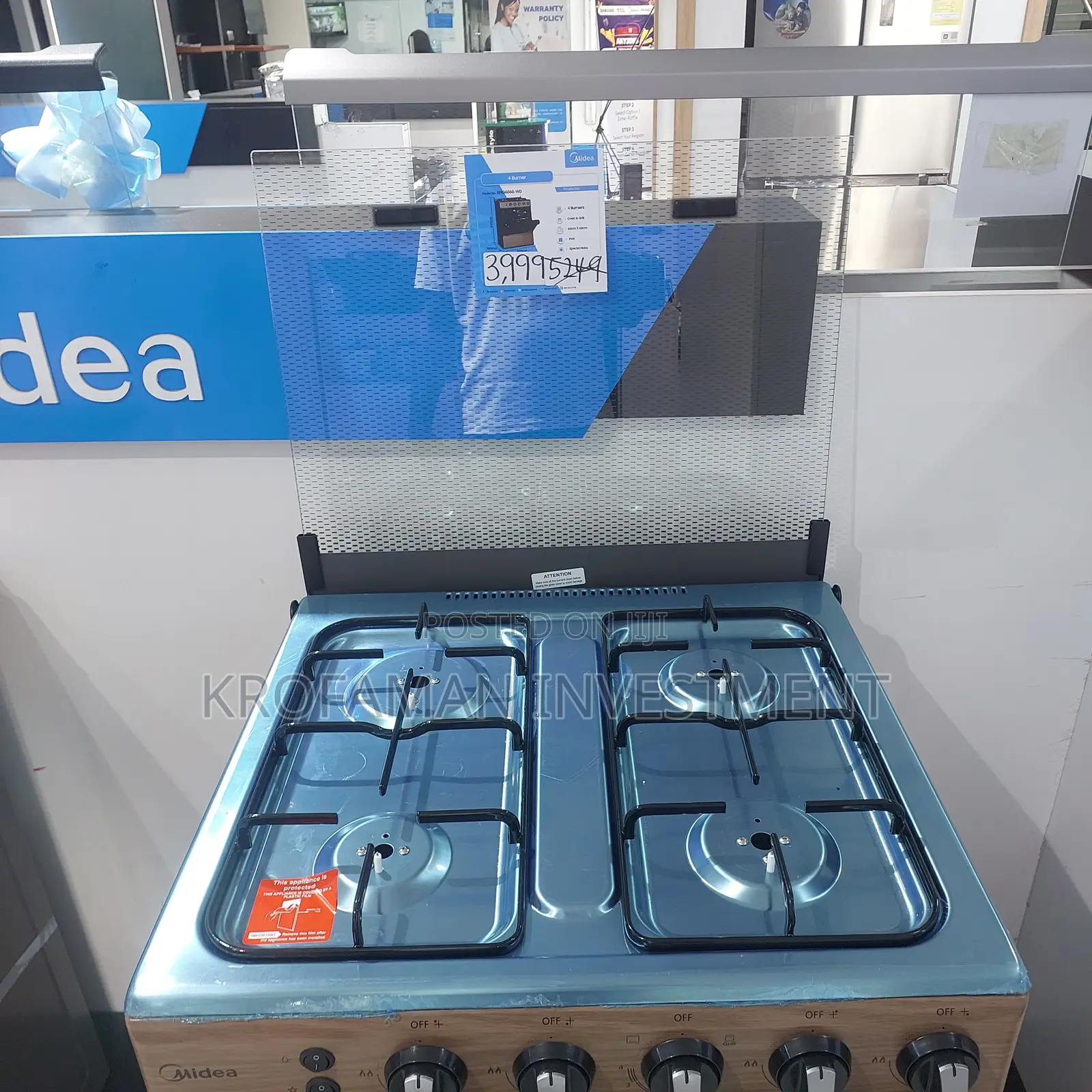 Midea 4burner Gas Cooker With Wood Finishing