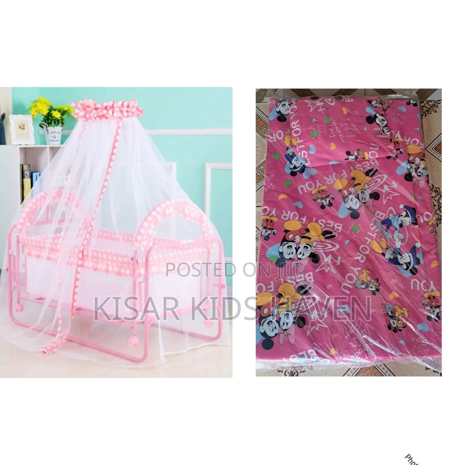 Baby Cot With Net and Mattress 0 to 1 Year
