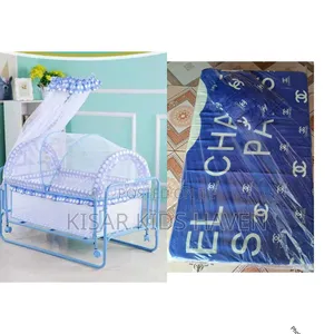 Cute Cot With Mosquito Net, Mattress and Pillow 0 to 1 Year