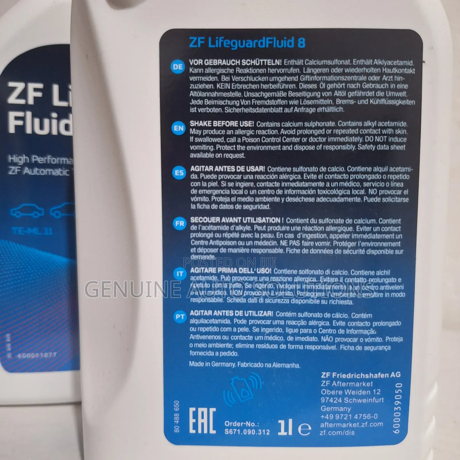 Zf Lifeguard Transmission Fluid 8/9