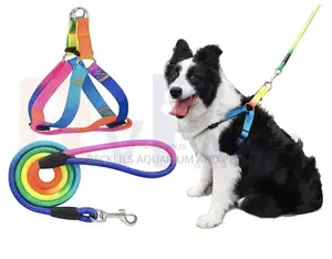 Multiple Colored Dog Harness With Leash