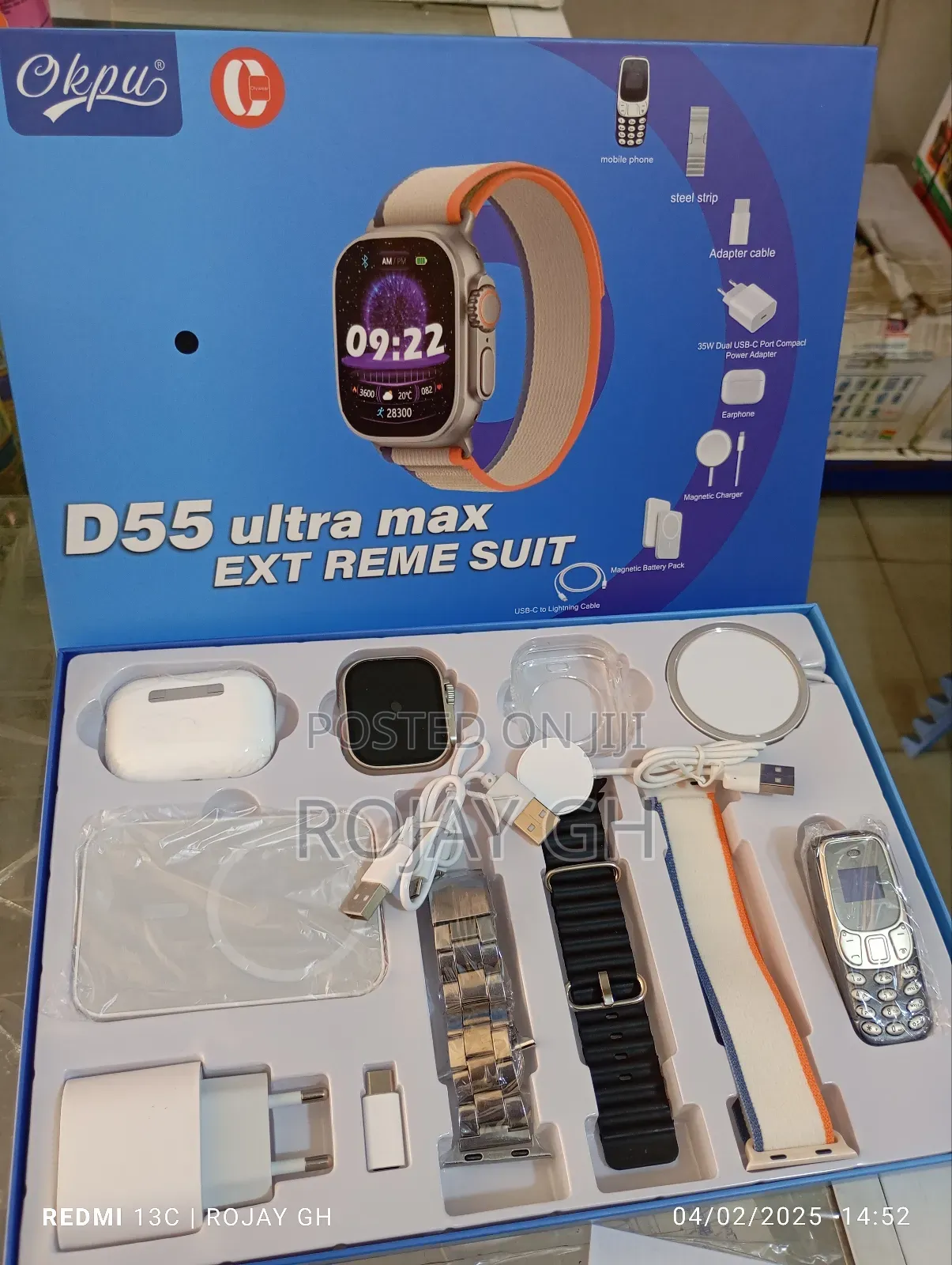 Smartwatch With Mini Nokia Phone, Airpod, Power Bank - Black