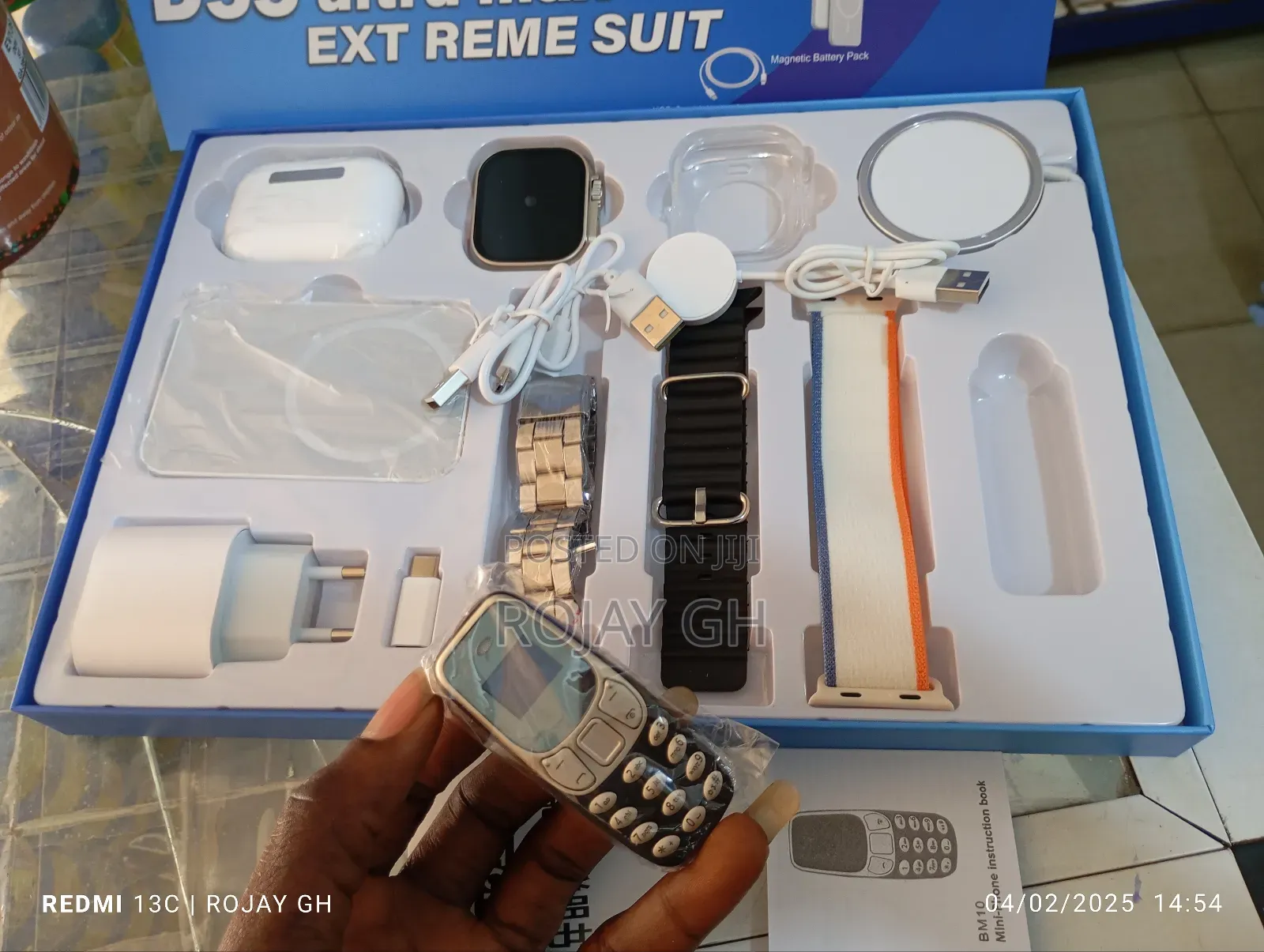Smartwatch With Mini Nokia Phone, Airpod, Power Bank - Black