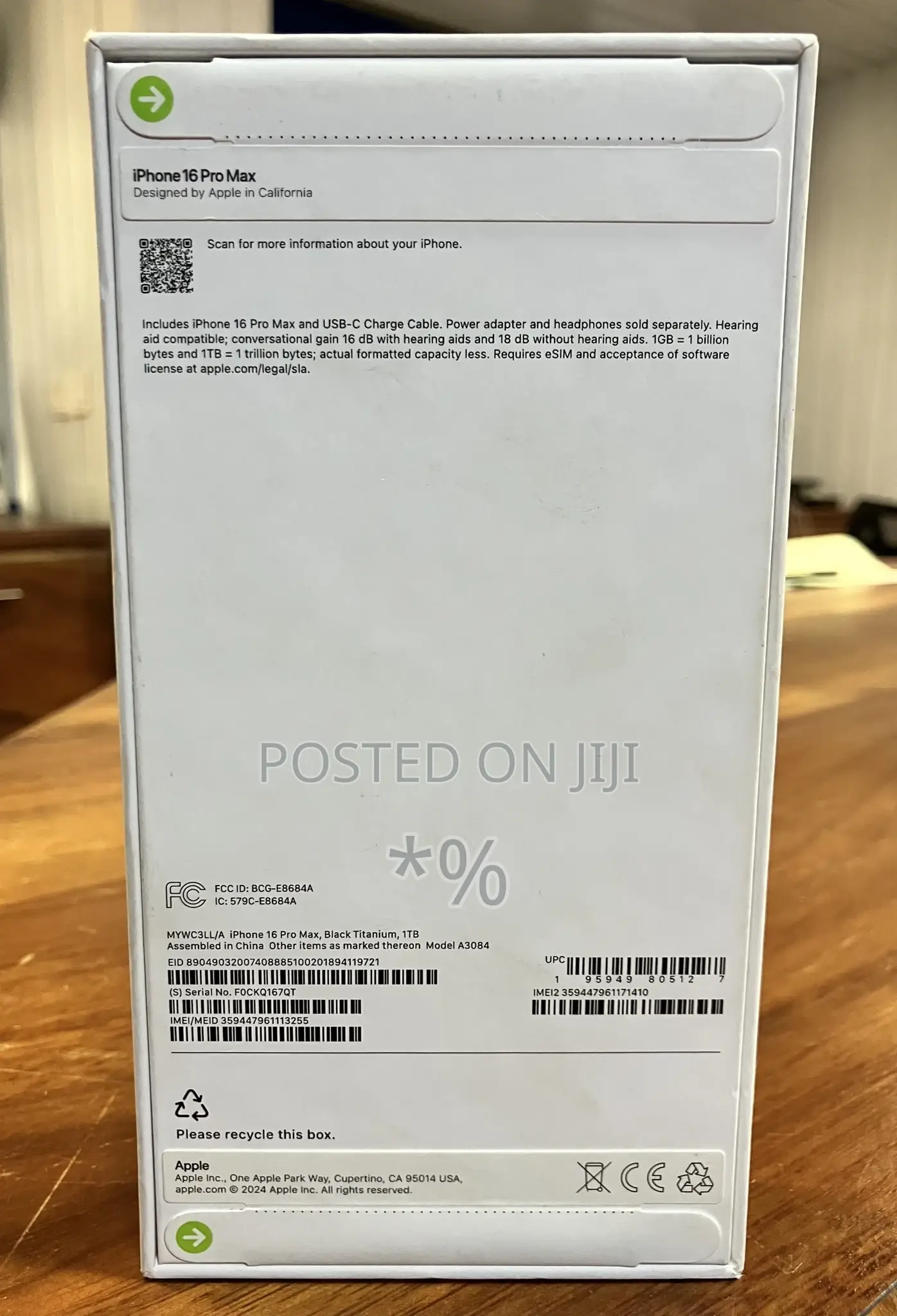 New Apple iPhone 16 Pro Max 256 GB Black