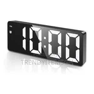 Led Mirror Table Clock Digital Desk Alarm