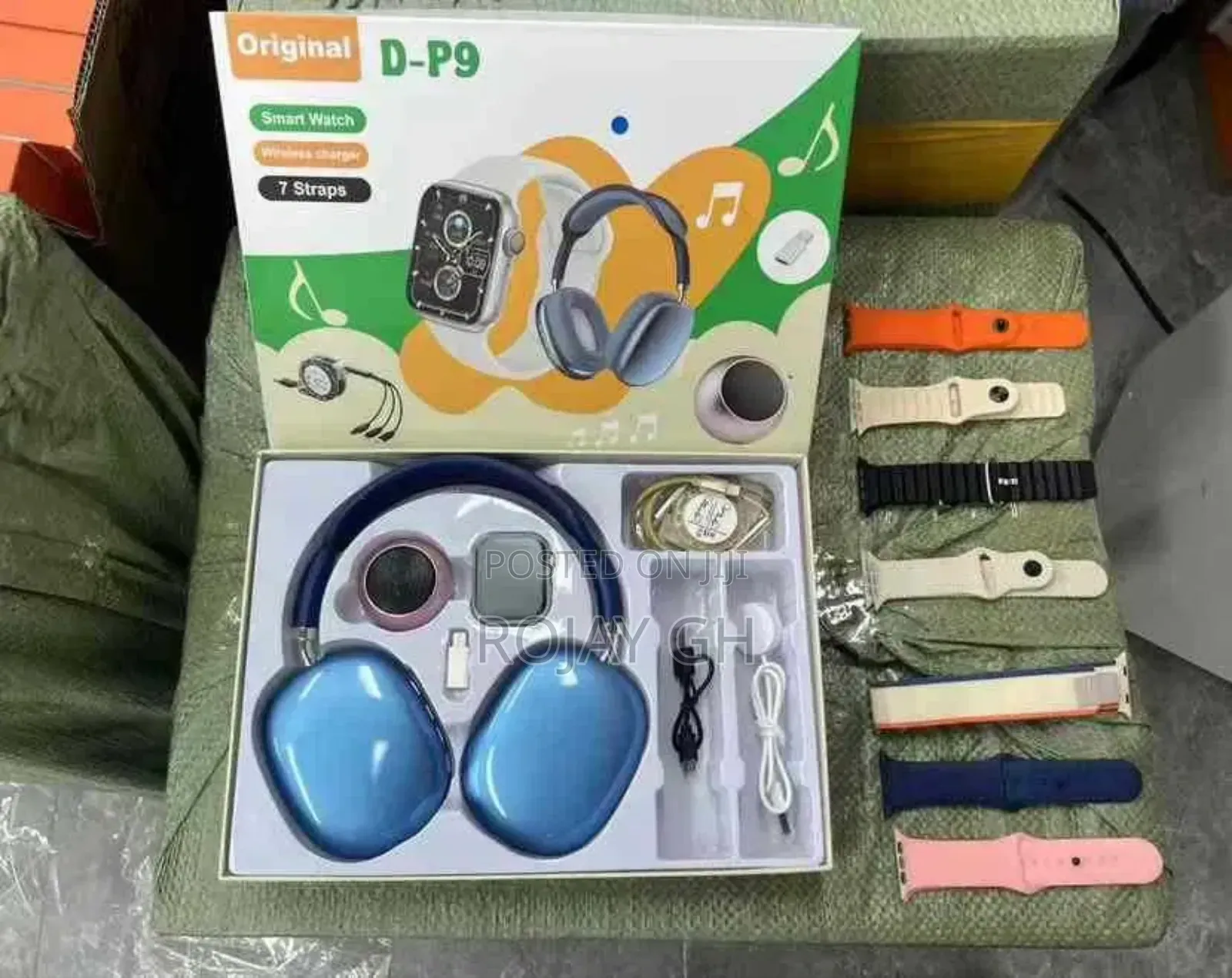 Ultra D-P9 Smart Watch Mini Fan, Airpod - Blue