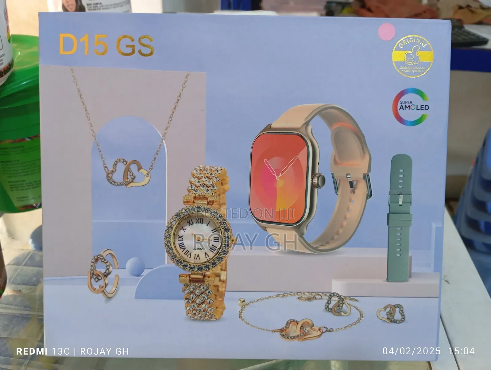 D15 GS Smartwatch With Quartz Watch, Chain, Earrings, Etc.