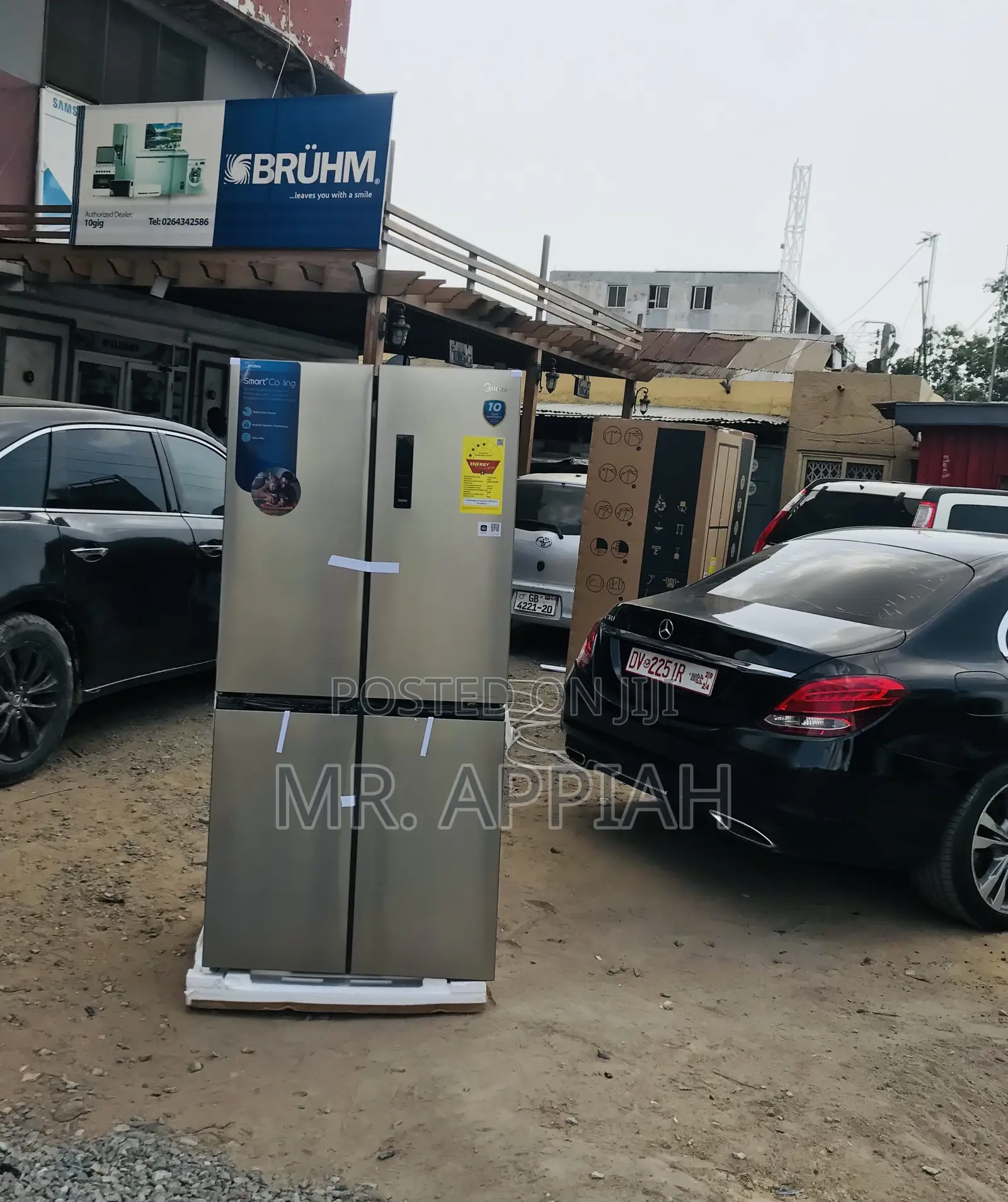 Super Chilling Midea 474L 4 Door Side by Side Fridge(Gray).