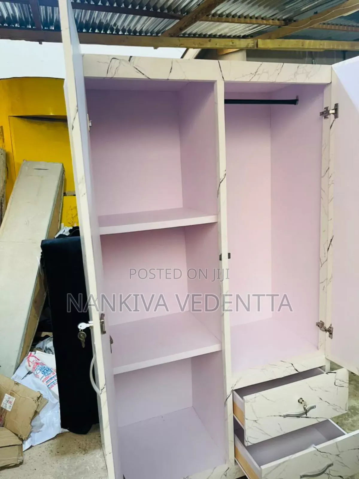 Two in One Wardrobe Doted White