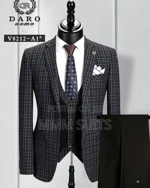 Photo - Black Checked 3-Piece Men Suit