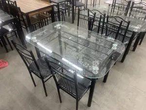 Dining Table With Chairs [Transparent Glass]