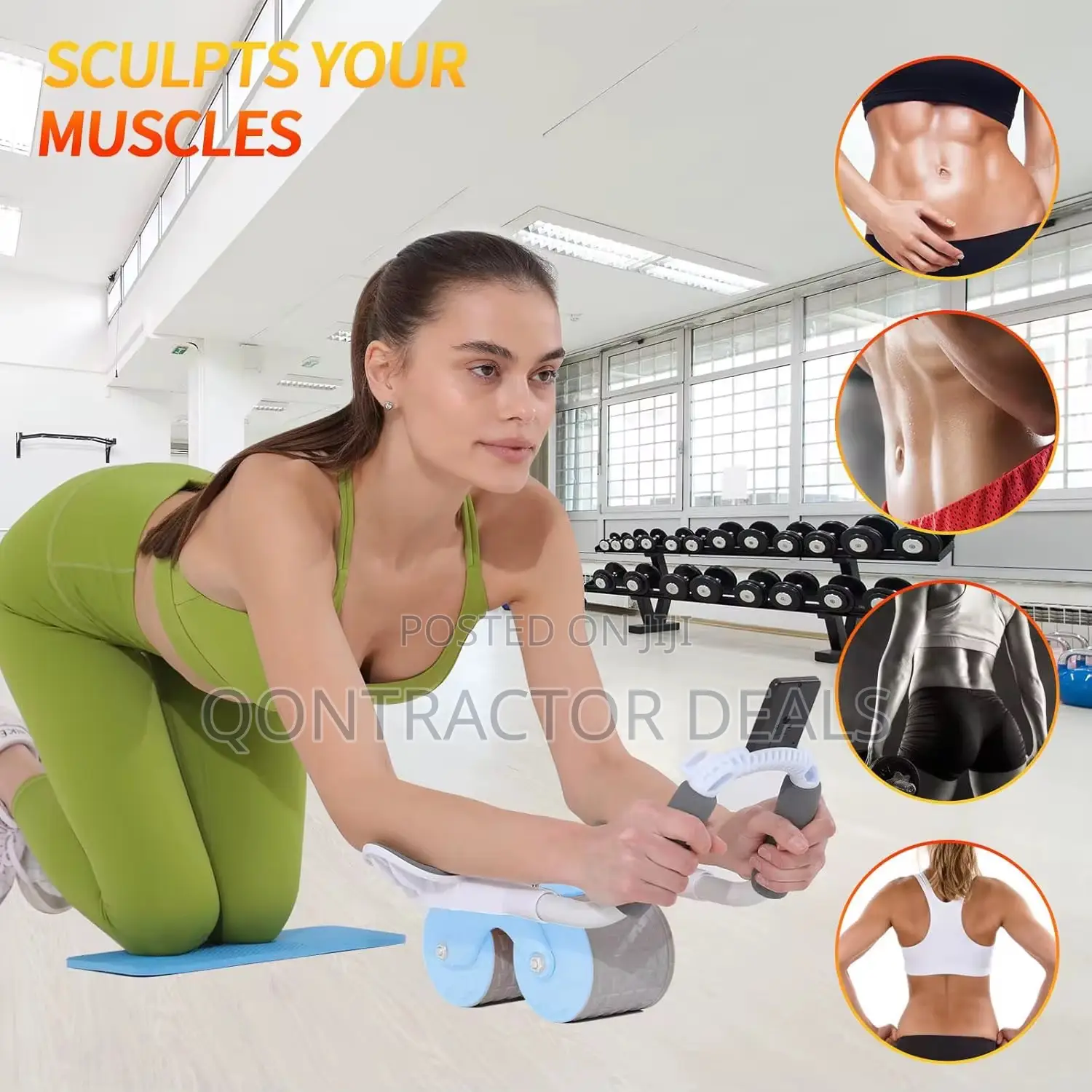 Qontractor Sports Professional Abs Roller With Auto Rebound