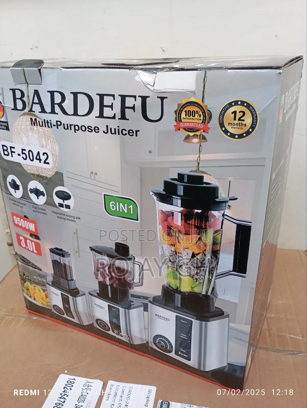 Bardefu 6-in-1 Multi-Purpose Blender - 9500w - 3.0l