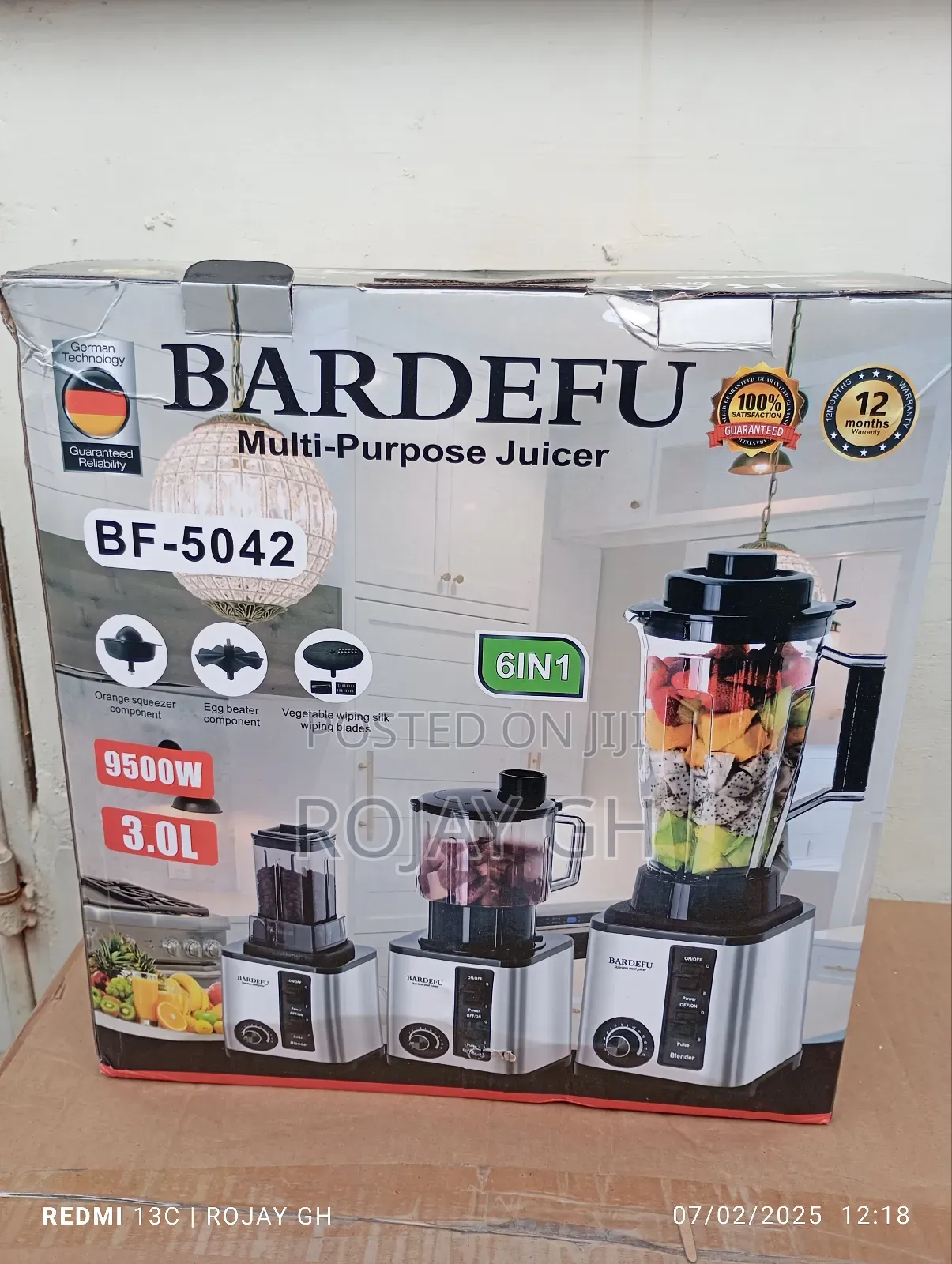 Bardefu 6-in-1 Multi-Purpose Blender - 9500w - 3.0l