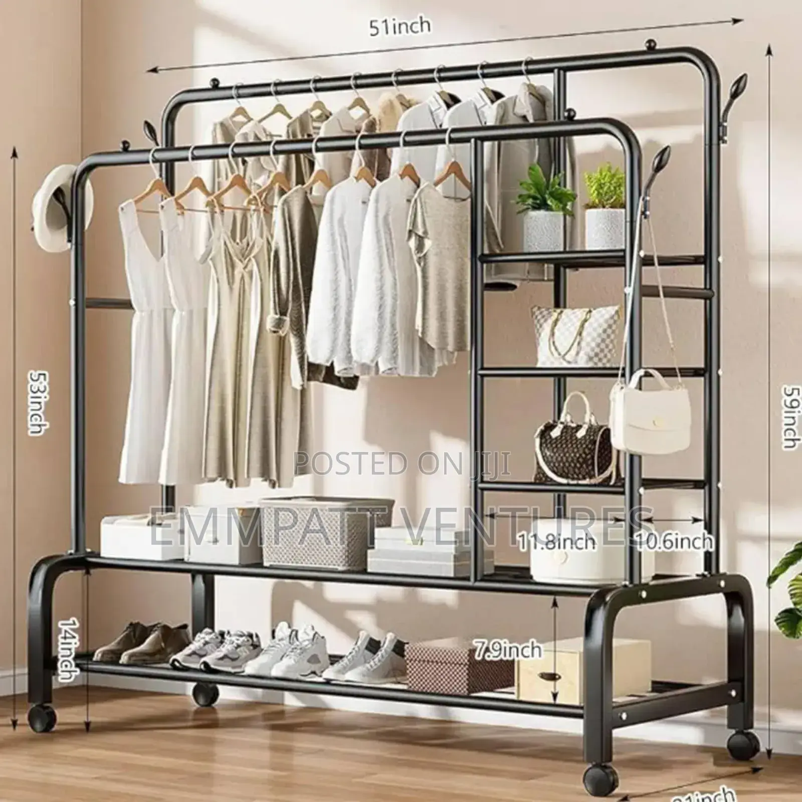 Clothes and Shoes Metallic Rack 5 Tier