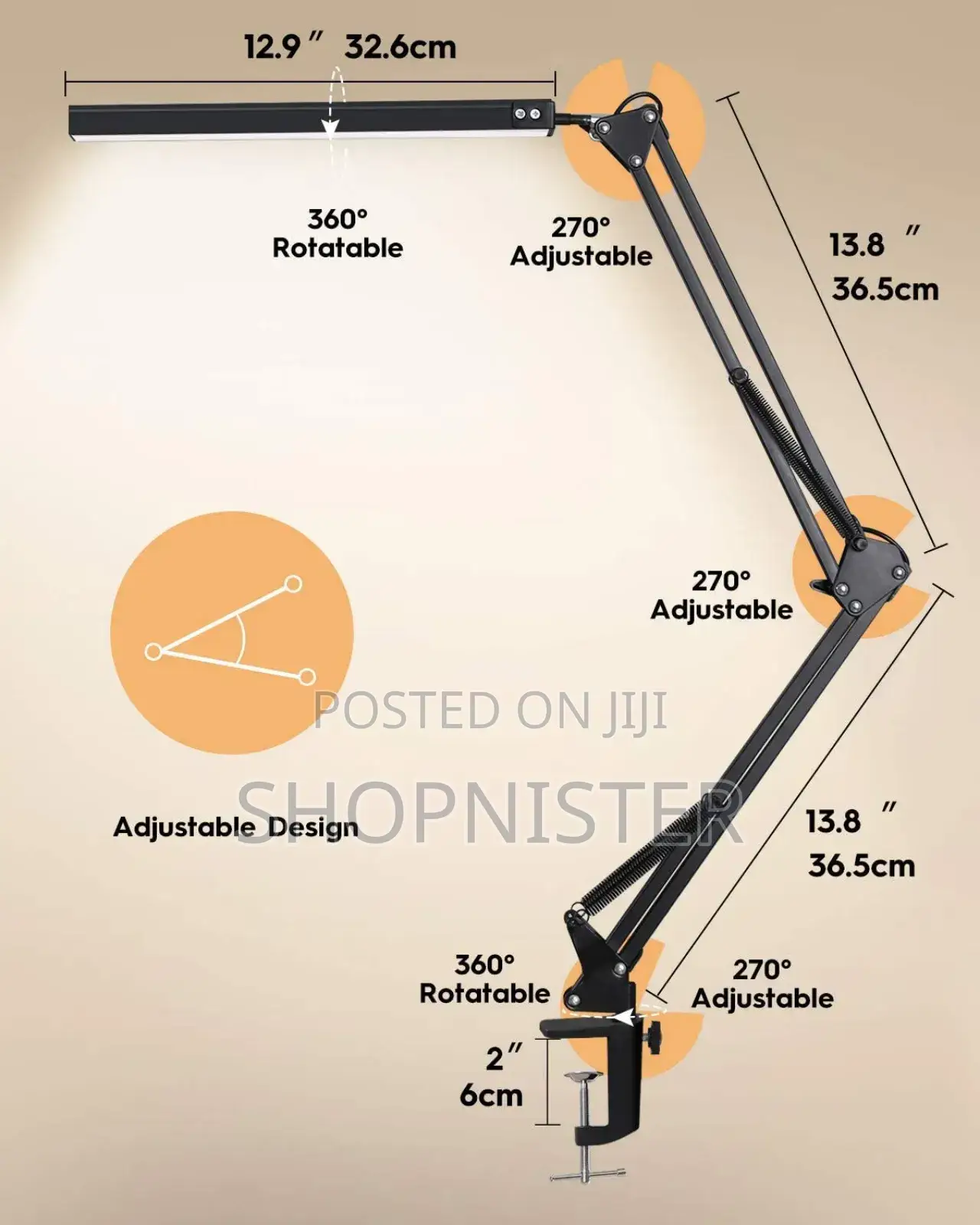 Led Desk Lamp With Clamp, Dimmable, Eye-Caring -10 Brightnes