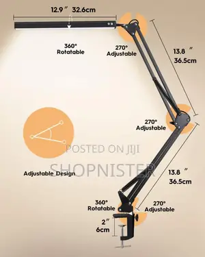 Led Desk Lamp With Clamp, Dimmable, Eye-Caring -10 Brightnes