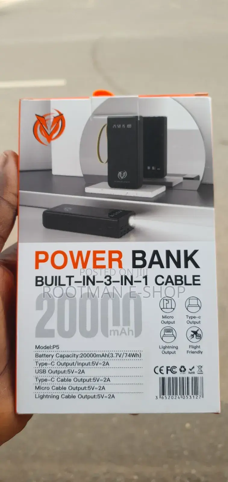 P5 Quality Power Bank With Touch Light