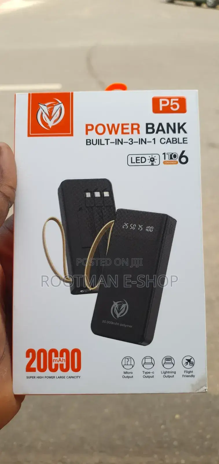 20,000mah P5 Powerbank With Touch Light