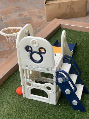 Kids Mickey Plastic Slide With Basket Ball Hoop (180x76x94cm