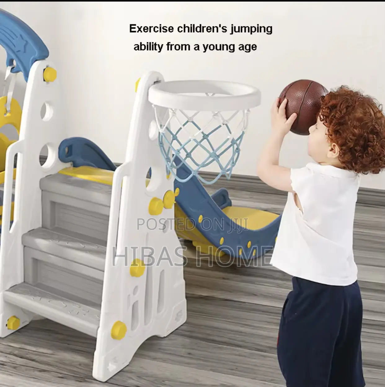 Space Kids Plastic Slide With Basket Ball (157x69x119cm)
