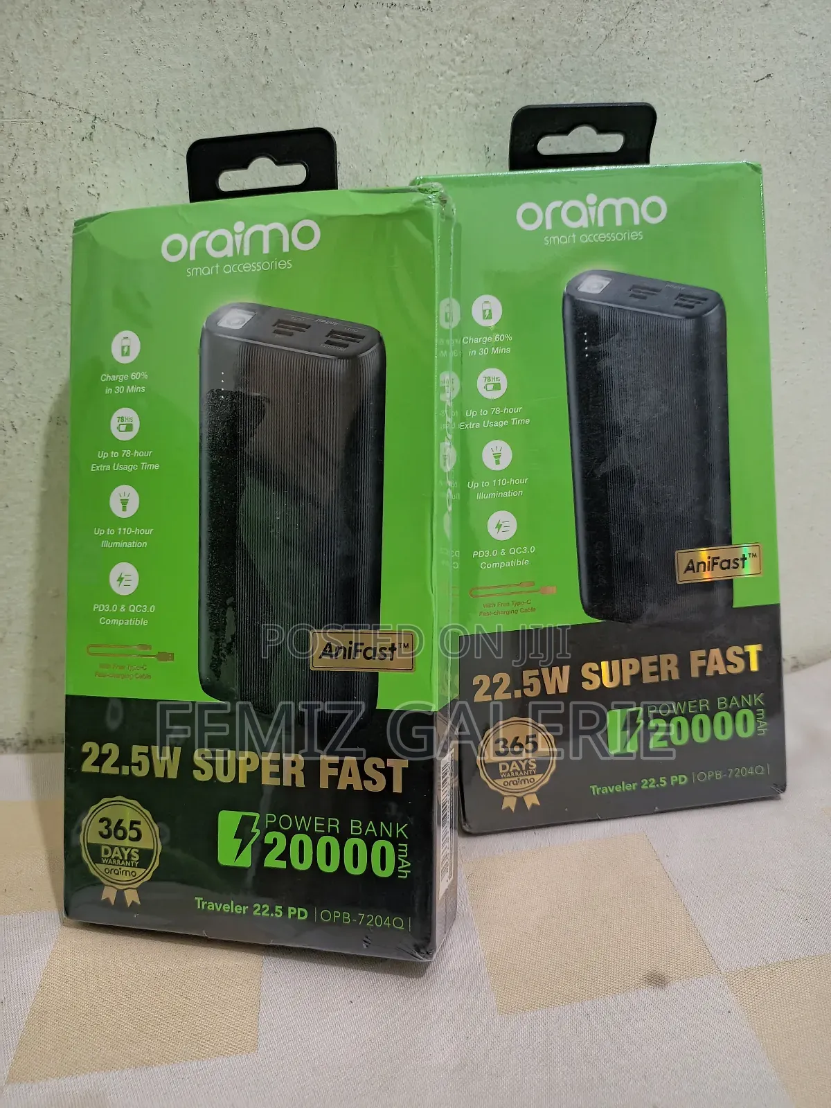 Oraimo Traveler 22.5 PD; 20000mah 22.5W Power Bank
