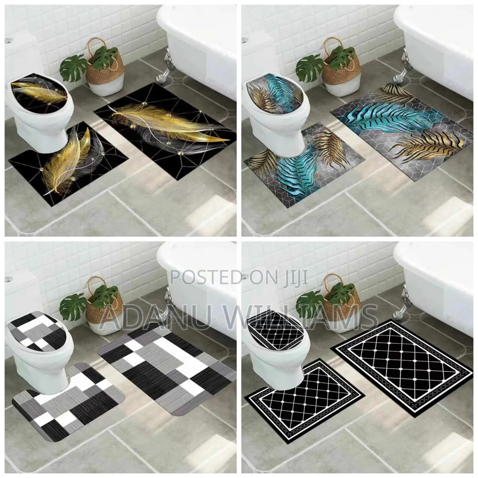 3pcs Non-Slip Bathroom Rugs (Available in Different Colors)