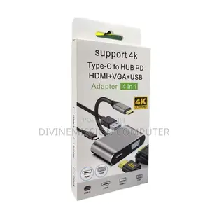 Type C Hub 4 In1 Hdmi,VGA,USB,TYPE C. Support