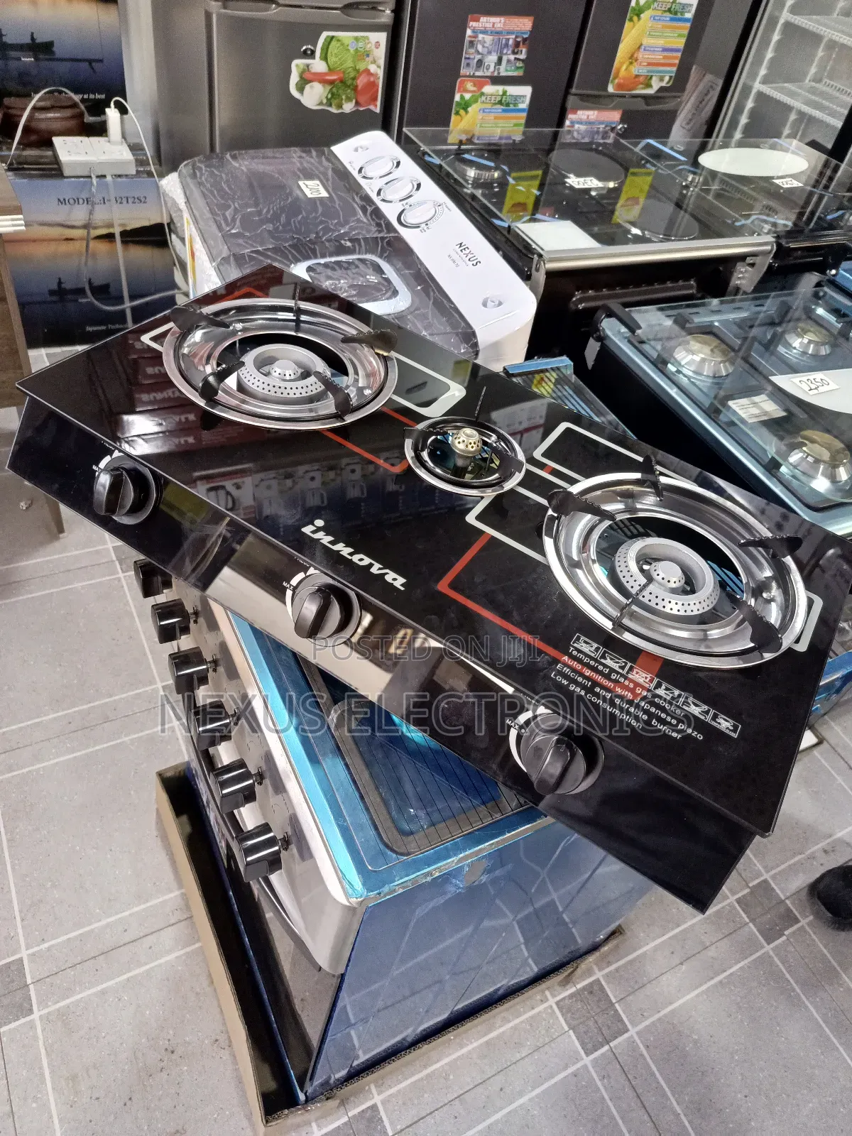 Brand Innova 3burner Glass Top Gas Stove