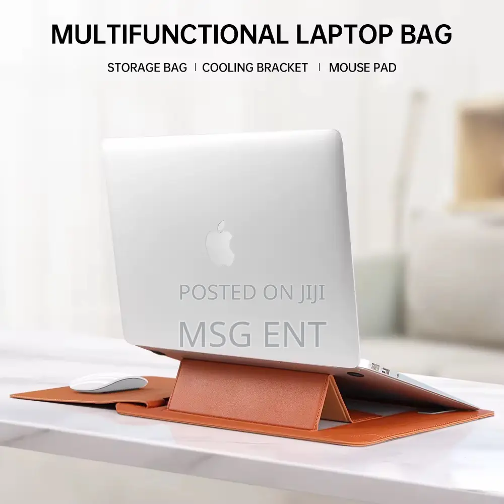 Waterproof Leather Laptop Case, Doubles as a Stand