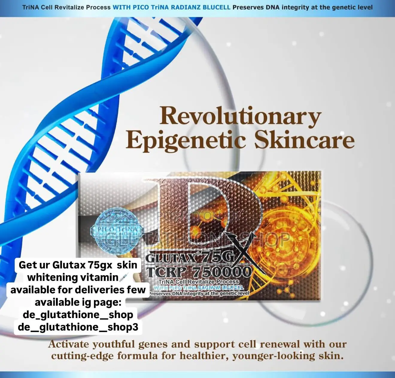 New Glutax 75GX DCRP 750000 DNA Cell Revitalize 14 Sessions