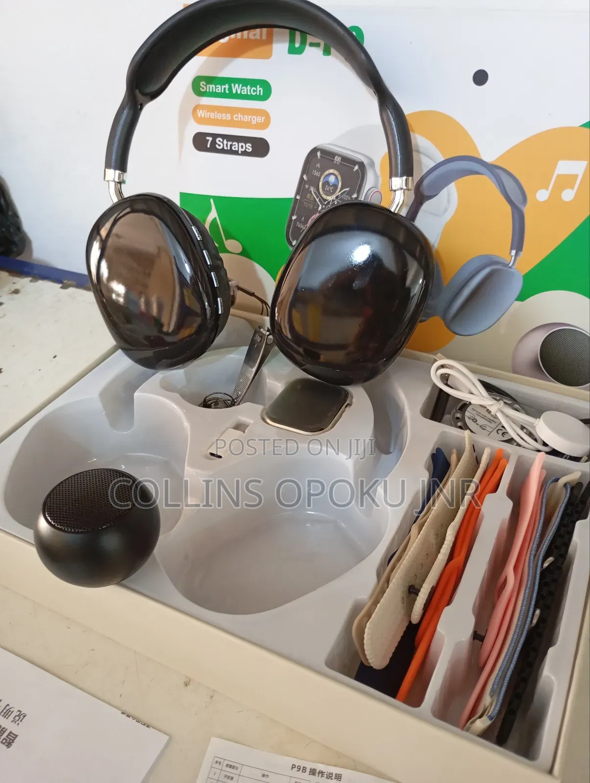 D-P9 Ultra Smartwatch With Bt Speaker and Headphone - Black