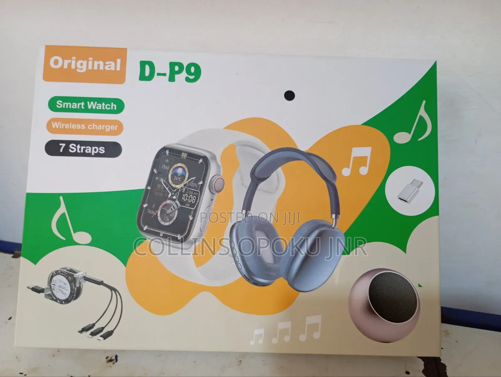 D-P9 Ultra Smartwatch With Bt Speaker and Headphone - Black