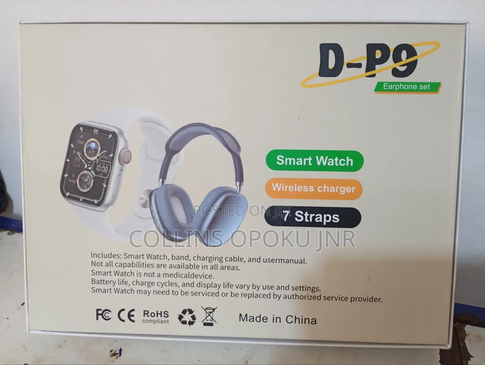D-P9 Ultra Smartwatch With Bt Speaker and Headphone - Black