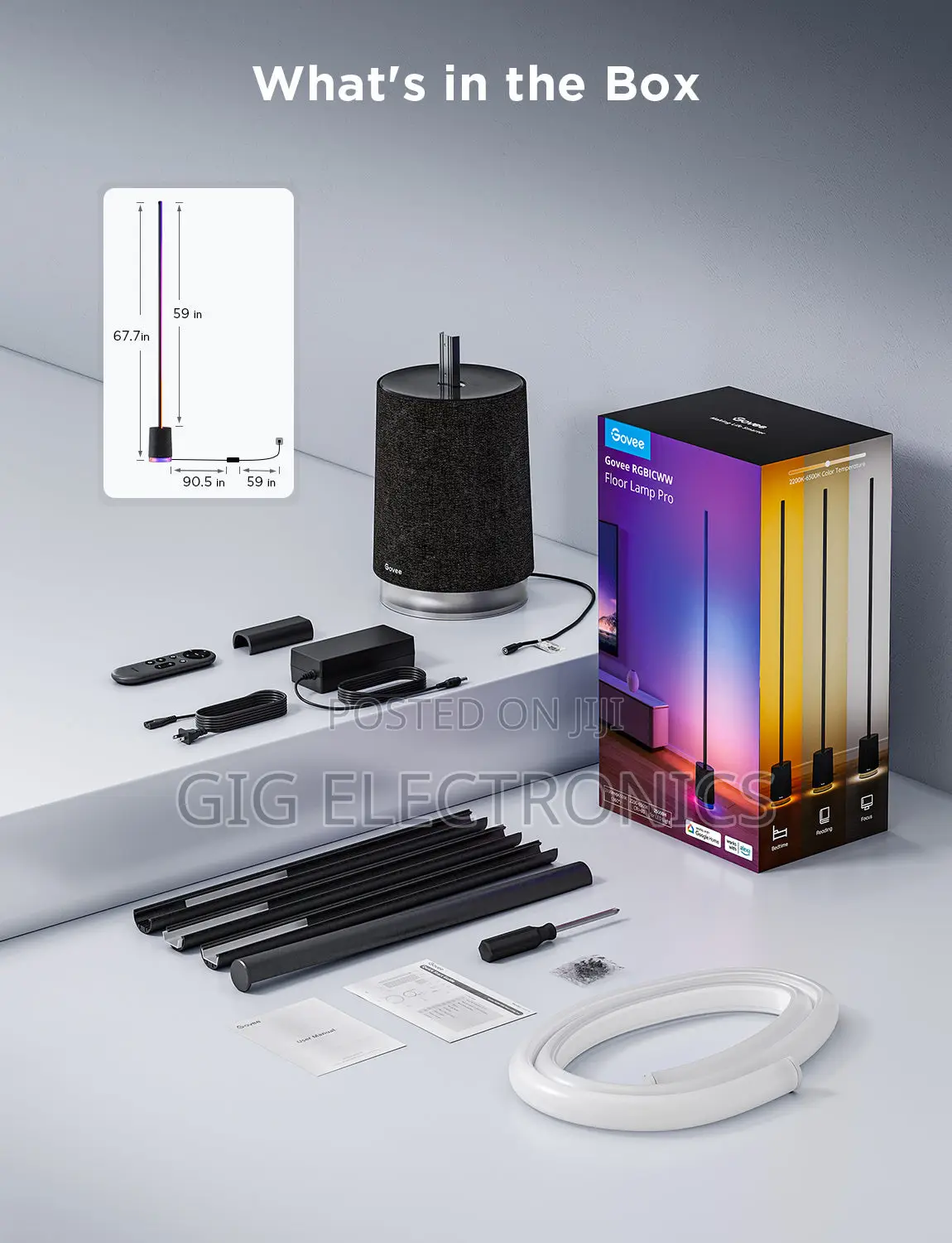 Govee Floor Lamp Pro, RGBIC LED Lamp With Bluetooth Speaker