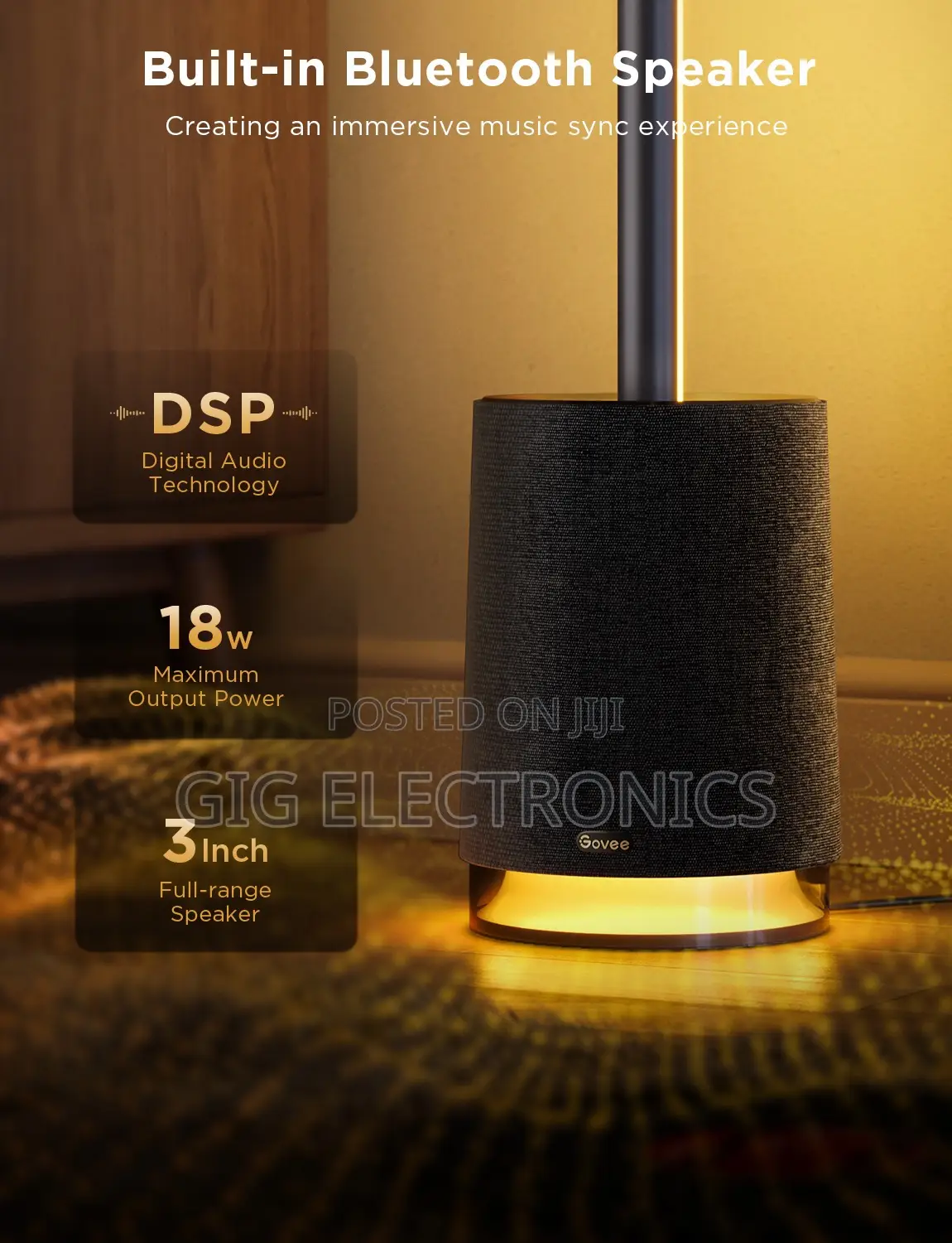Govee Floor Lamp Pro, RGBIC LED Lamp With Bluetooth Speaker