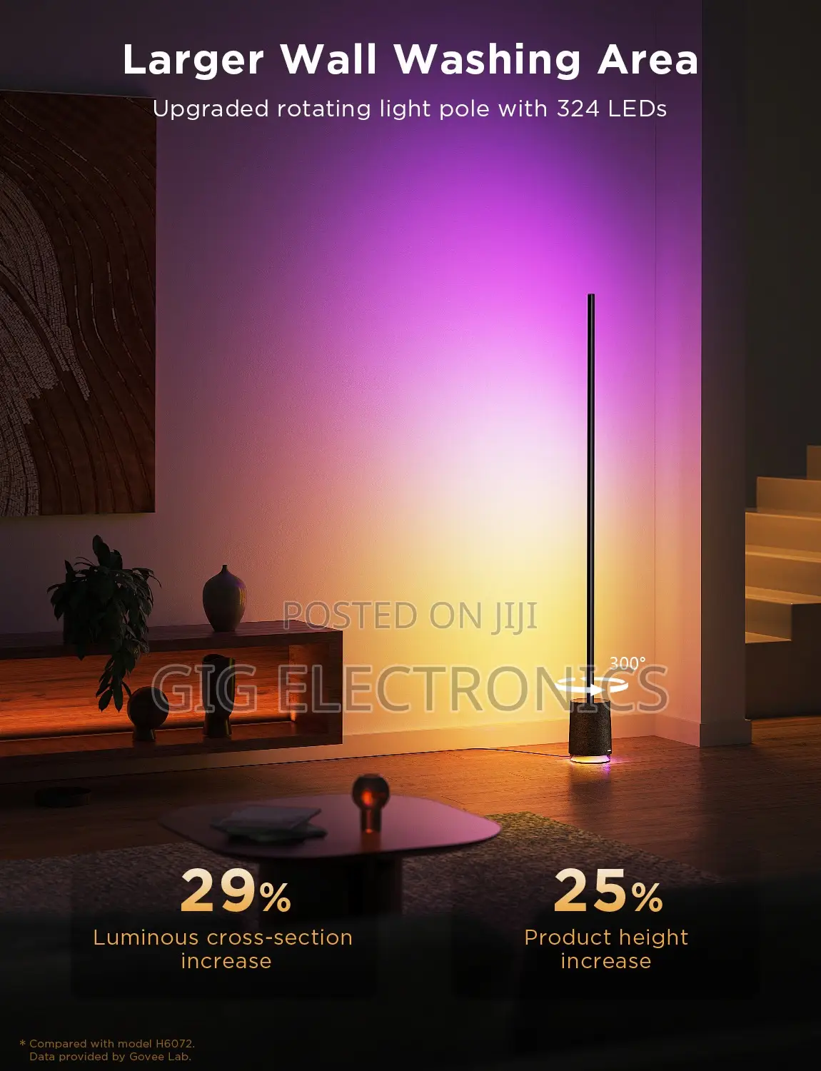 Govee Floor Lamp Pro, RGBIC LED Lamp With Bluetooth Speaker