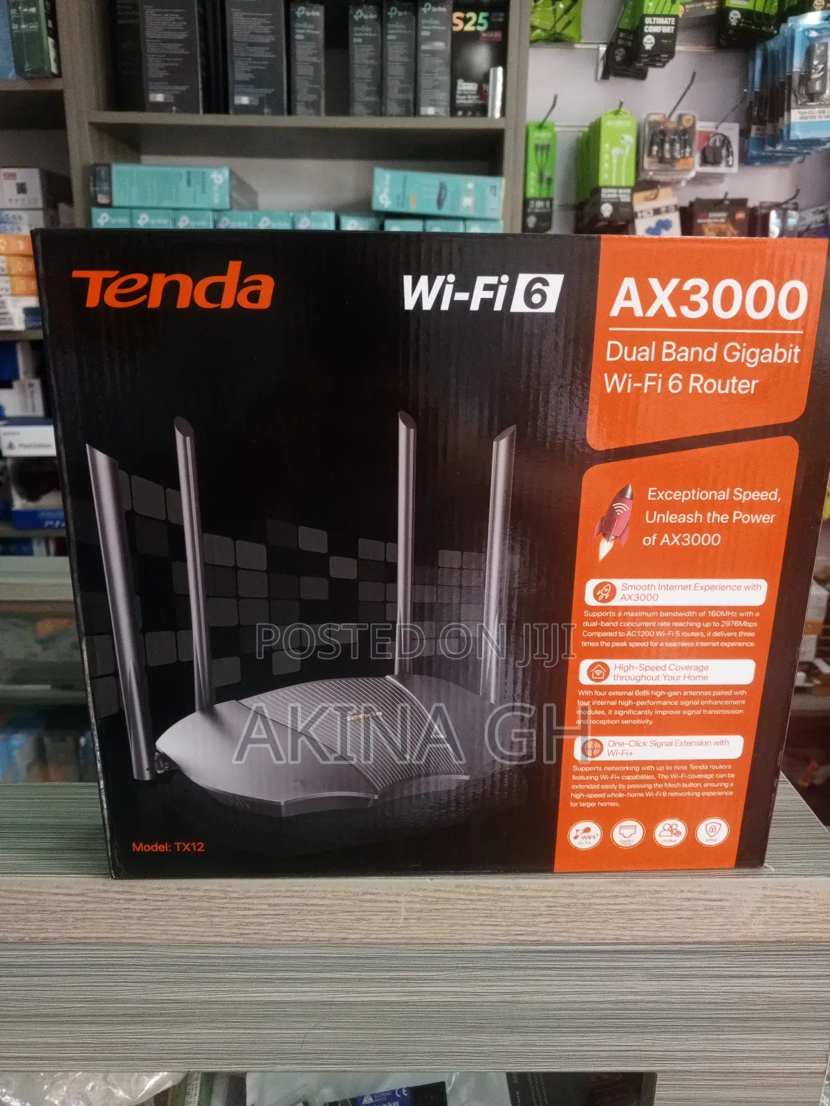 Tenda Ax3000 Dual Band Gigabit Wi-Fi 6 Router Tx12