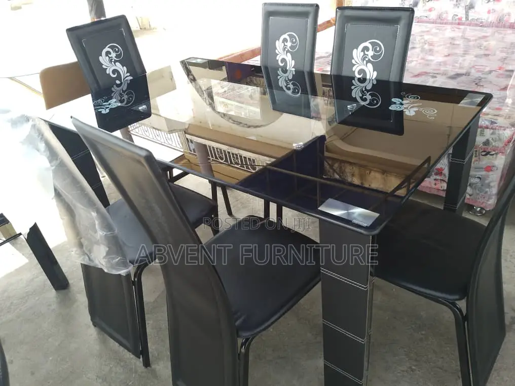 Thick Glass 6 Chairs Dining