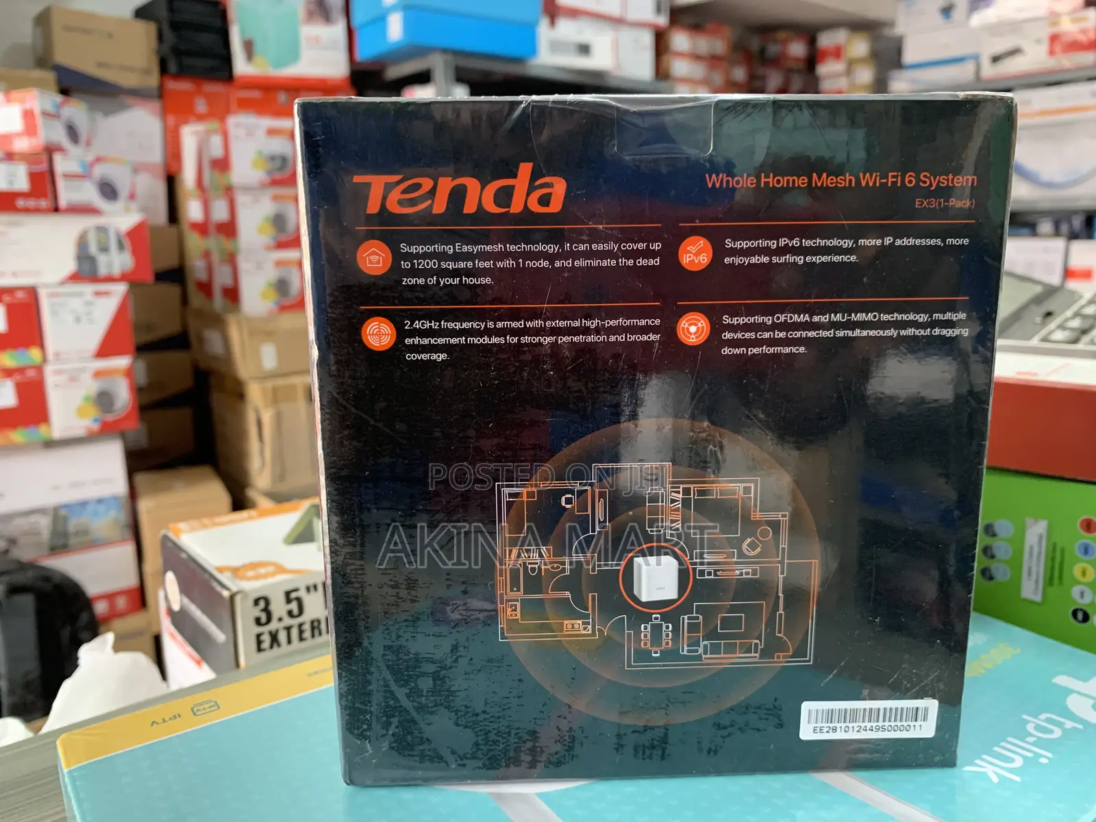 Tenda Nova Ex3(1pack)Ax1500 Dual-Band Wi-Fi 6 Mesh Router