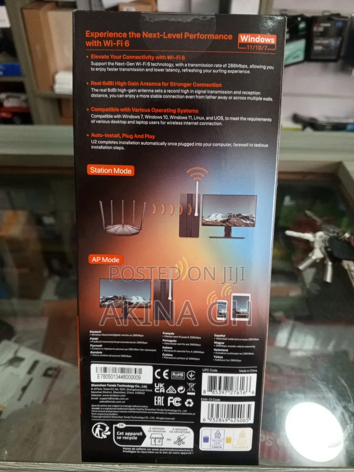 Tenda Ax300 Wi-Fi 6 High Gain Wireless Usb Adapter U2